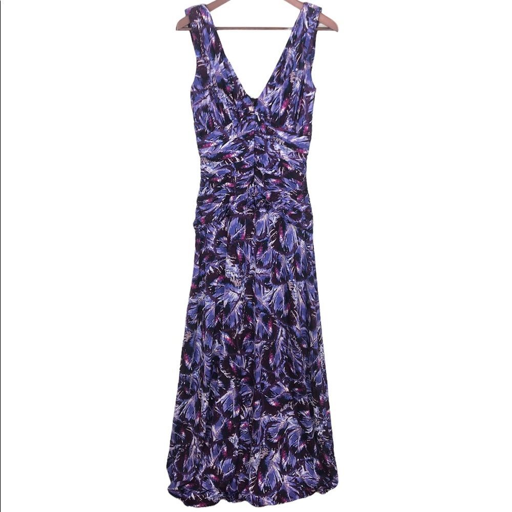 Laundry By Shelli Segal Purple Blue Sleeveless Long V-Neck Dress
